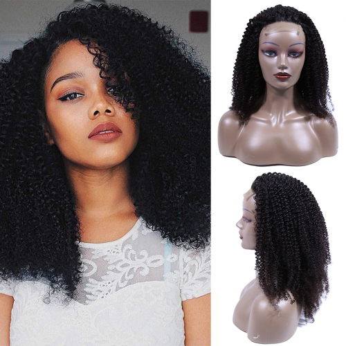 XYS Deep Curly Closure Lace Wig 100% Unprocessed Virgin Human Hair Extensions