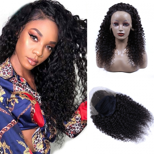XYS Deep Wave Frontal Lace Wig 100% Unprocessed Virgin Human Hair Extensions