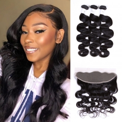 XYS Hot Selling Body Wave Closure 100% Unprocessed Virgin Human Hair Extensions