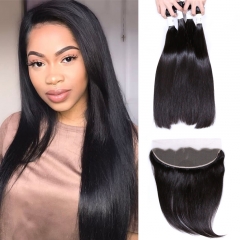 XYS Hot Selling Nature Straight Closure 100% Unprocessed Virgin Human Hair Extensions