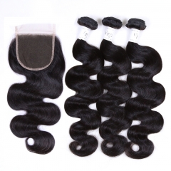 XYS Hot Selling Body Wave Closure 100% Unprocessed Virgin Human Hair Extensions