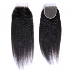 XYS Hot Selling KS/ Yaki  Closure 100% Unprocessed Virgin Human Hair Extensions